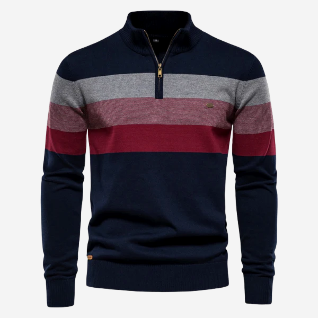 Anthony | Striped sweater with quarter zip