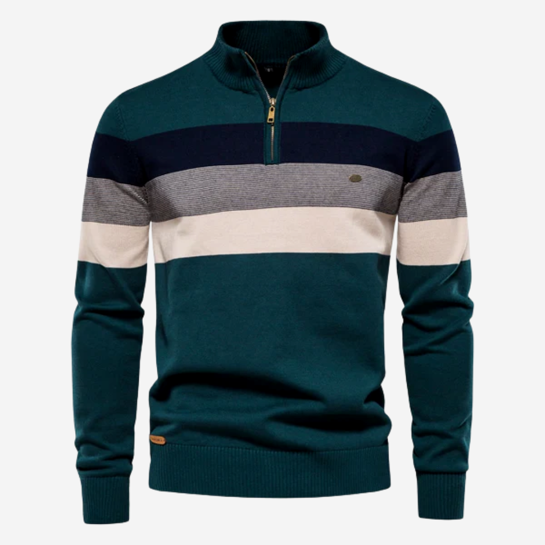 Anthony | Striped sweater with quarter zip