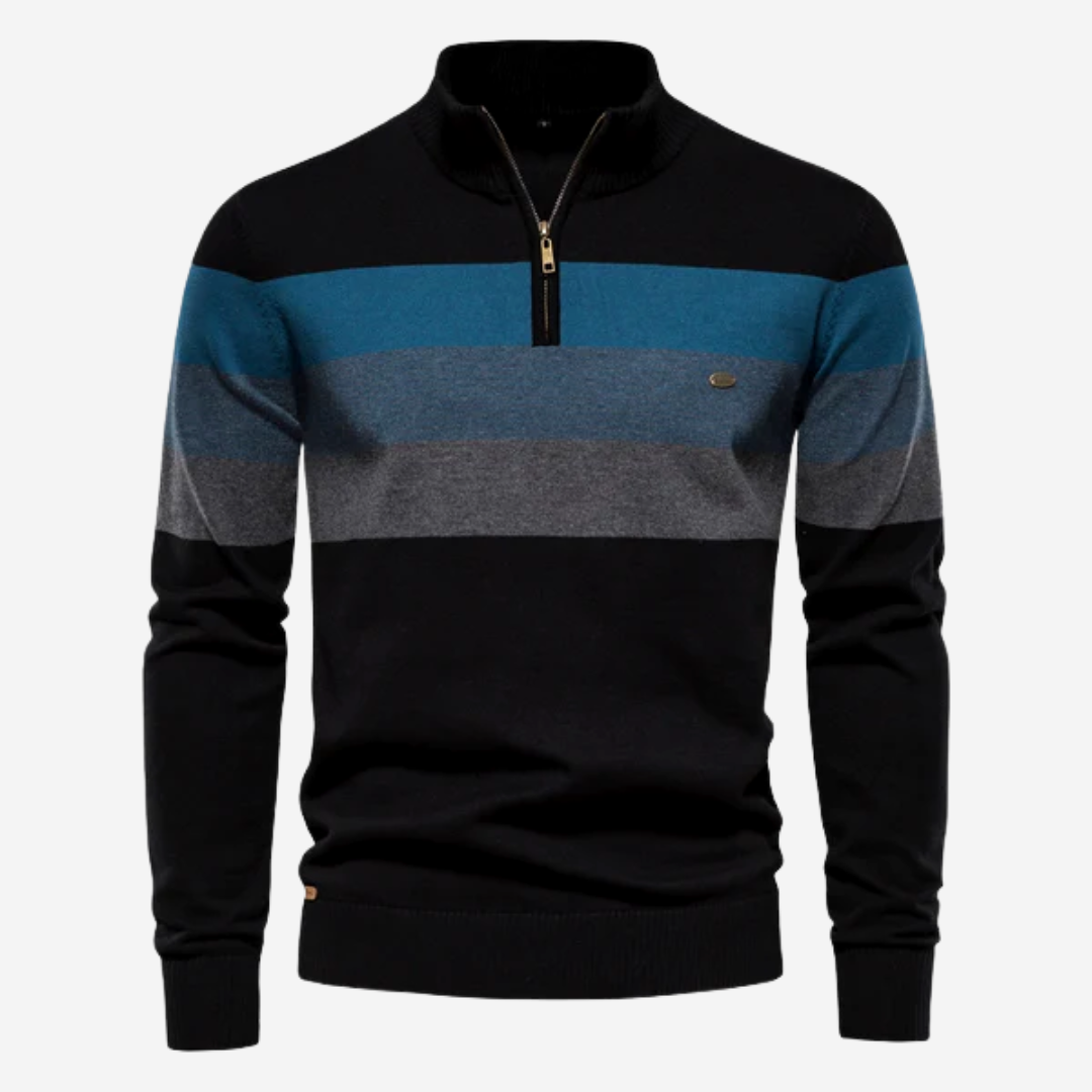 Anthony | Striped sweater with quarter zip