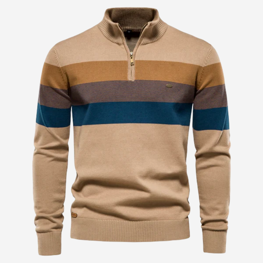 Anthony | Striped sweater with quarter zip